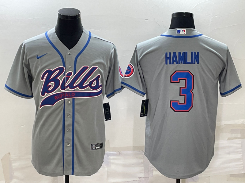 Men’s Buffalo Bills Damar Hamlin #3 Gray Jersey Joint Edition