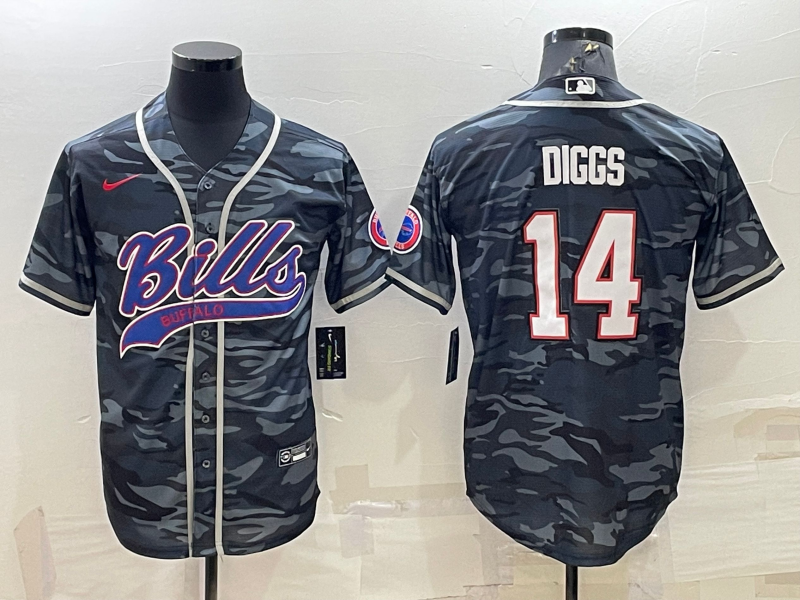 Men’s Buffalo Bills Stefon Diggs #14 Grey Camouflage Jersey Joint Edition