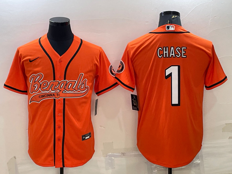Men’s Cincinnati Bengals Ja’Marr Chase #1 Orange Jersey