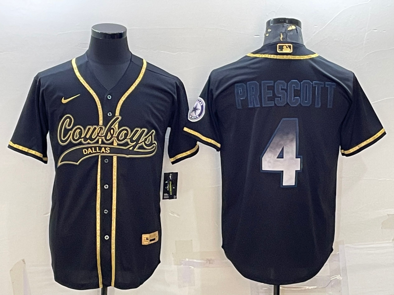Men’s Dallas Cowboys Dak Prescott #4 Black Jersey Joint Edition