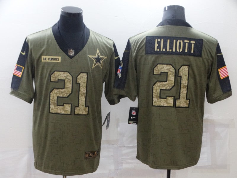 Men’s Dallas Cowboys Ezekiel Elliott #21 Brown Jersey