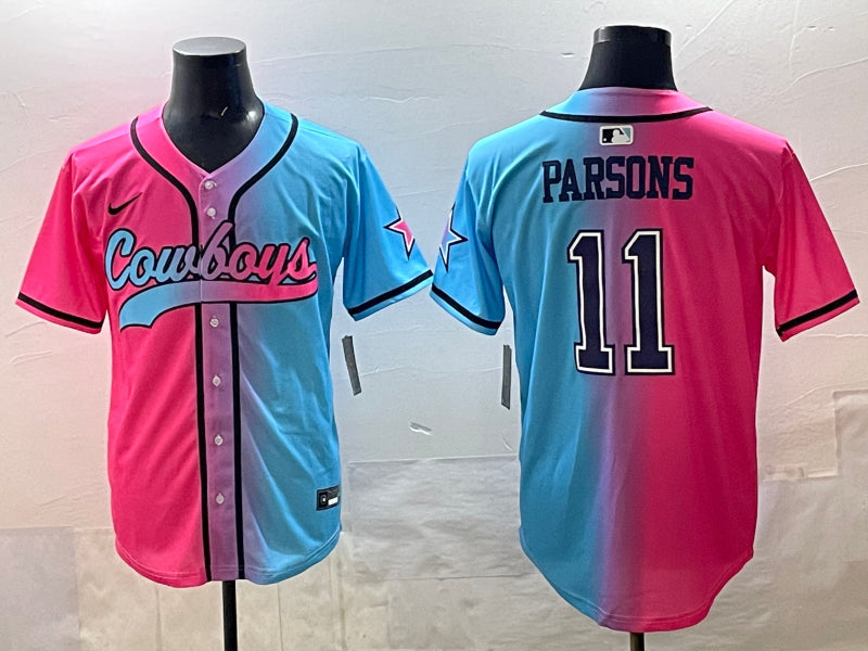 Men’s Dallas Cowboys Micah Parsons #11 Pink/Blue Jersey