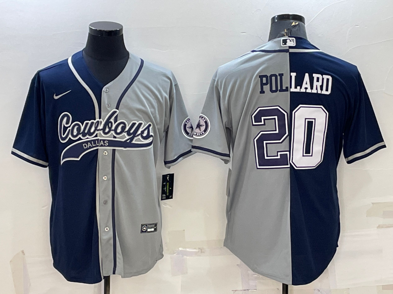 Men’s Dallas Cowboys Tony Pollard #20 Navy/Gray Jersey Joint Edition