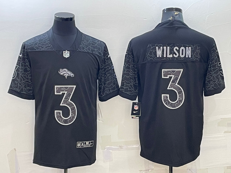 Men’s Denver Broncos Russell Wilson #3 Black Retired RFLCTV Limited Jersey