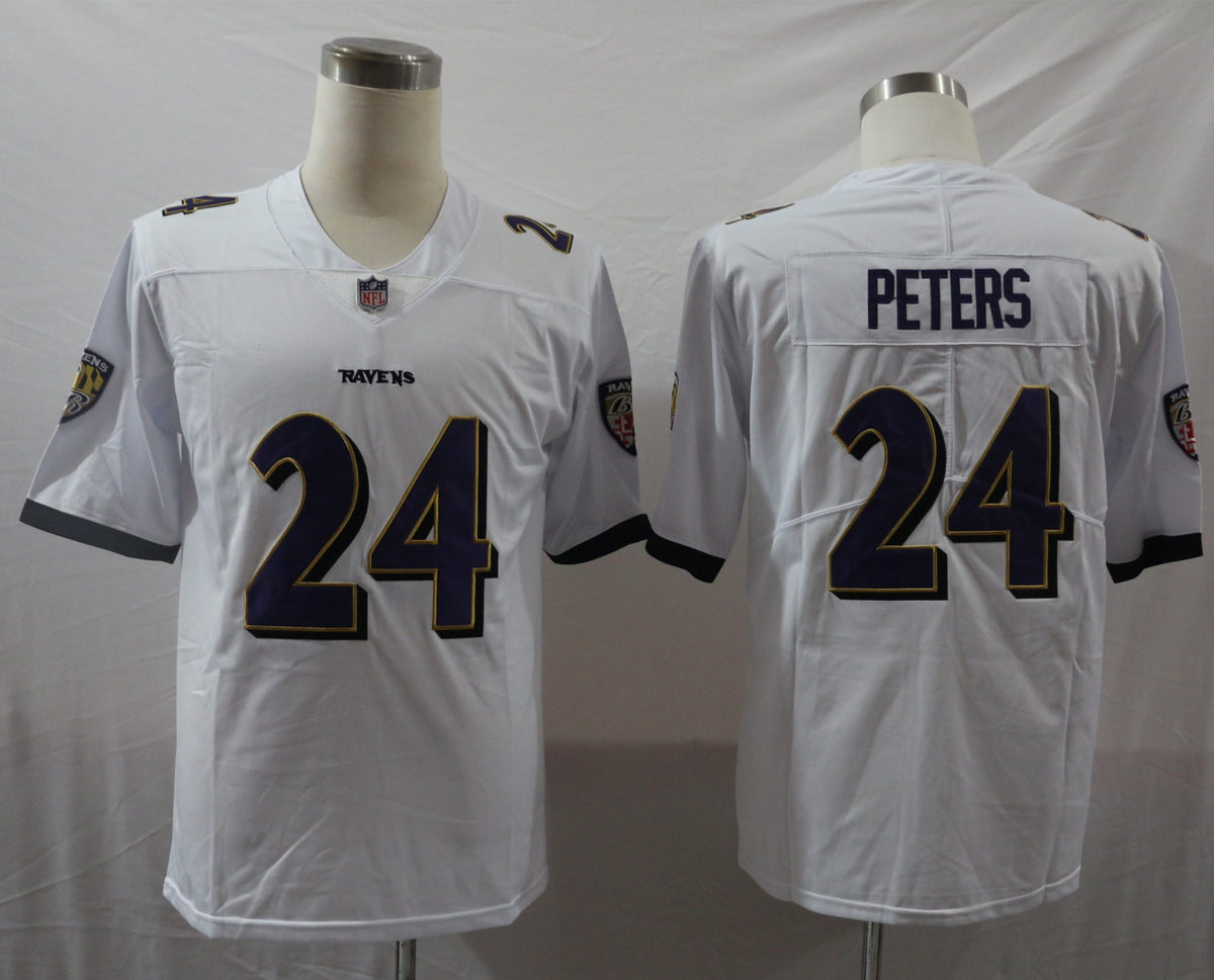 Men’s Baltimore Ravens Marcus Peters #24 White Jersey