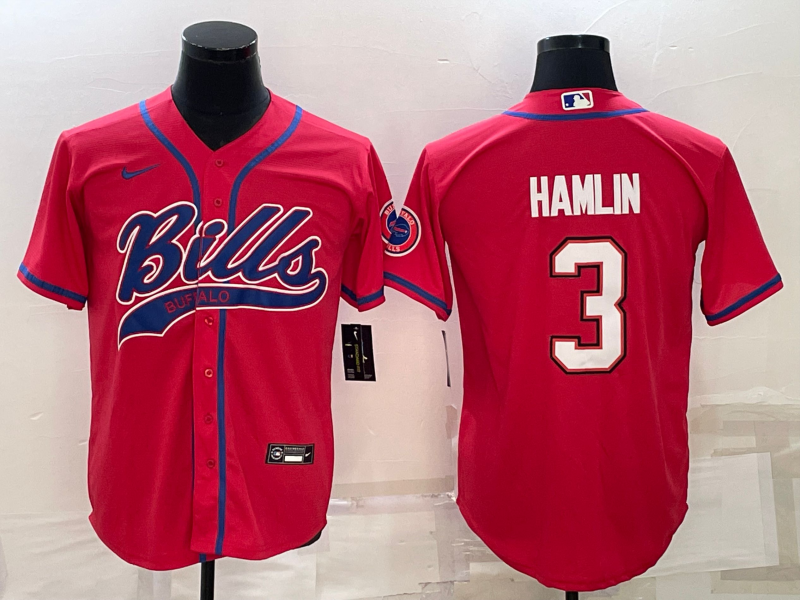 Men’s Buffalo Bills Damar Hamlin #3 Red Jersey Joint Edition