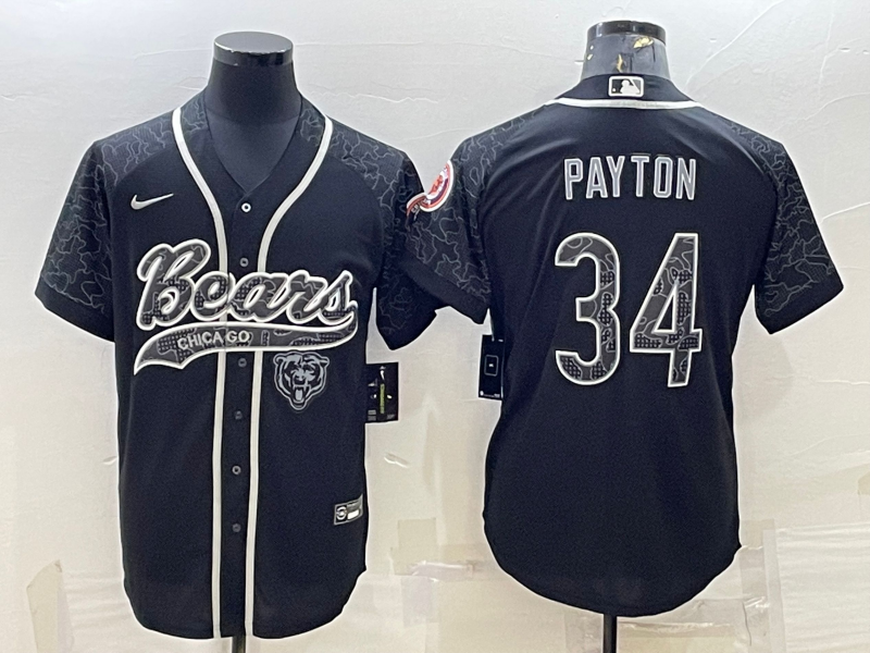 Men’s Chicago Bears Walter Payton #34 Black RFLCTV Limited Jersey Joint Edition