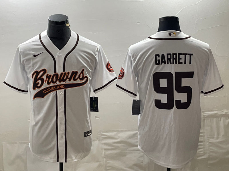 Men’s Cleveland Browns Myles Garrett #95 White Jersey Joint Edition