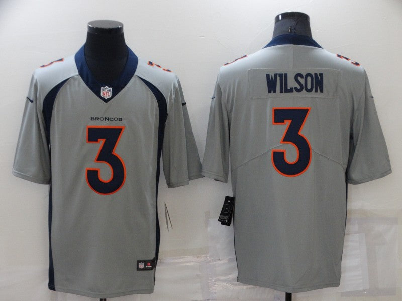 Men’s Denver Broncos Russell Wilson #3 Gray Inverted Jersey
