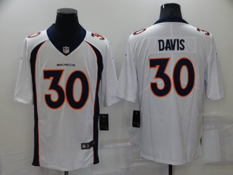 Men’s Denver Broncos Terrell Davis #30 White Retired Jersey