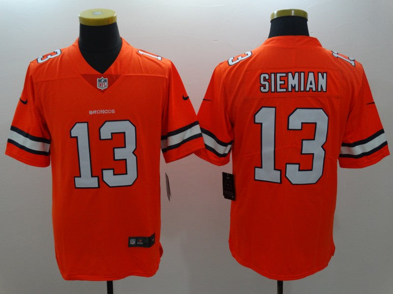 Men’s Denver Broncos Trevor Siemian #13 Orange Jersey
